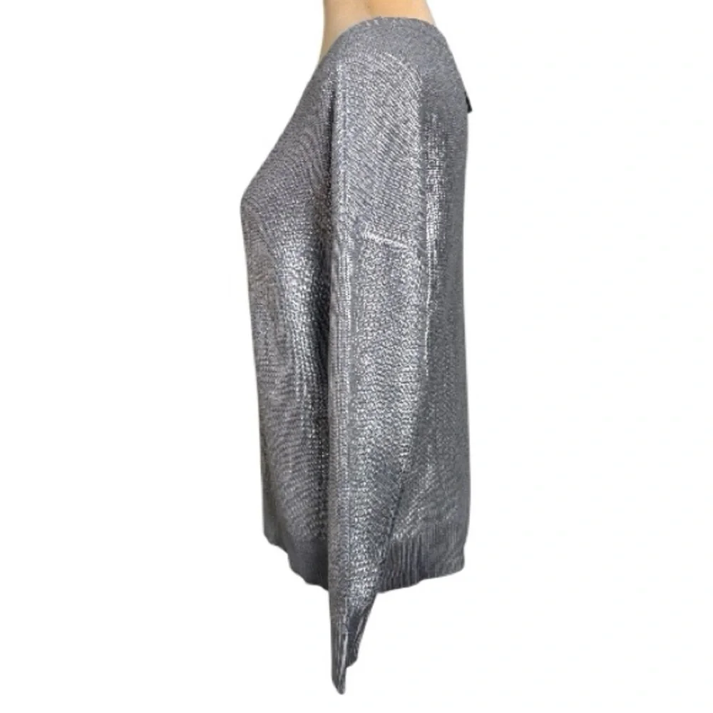 INC International Concepts Silver Foil Metallic Open-knit Sweater Size Small NWT